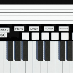 5音色ピアノ(2オクターブ)　演奏記録機能つき　ver2.3